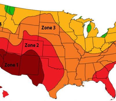 Solar peak sun hours zones map USA
