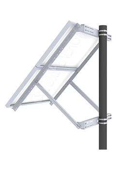 Vorp Energy Solar Panel Mount, mounted to the side of a Sch 40 Pole